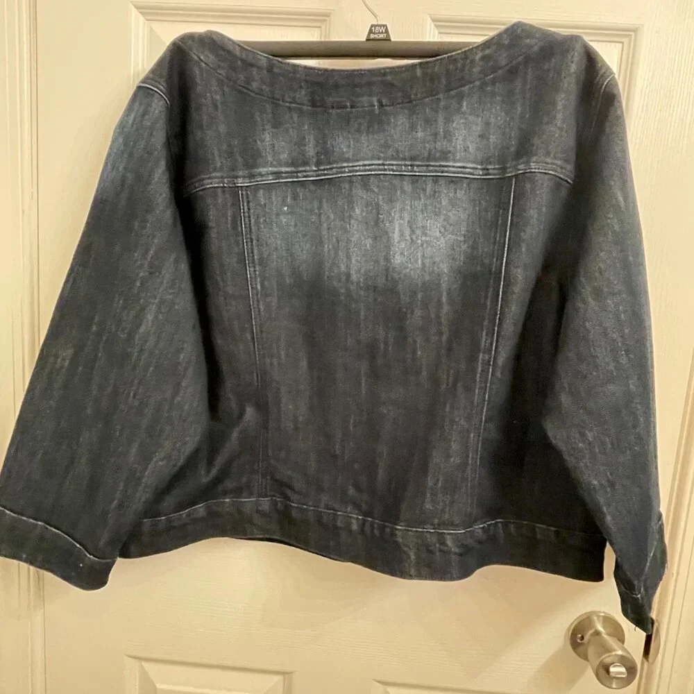 Ashley Stewart Denim and Black Lace Jacket Stretch size 26 - Picture 2 of 5
